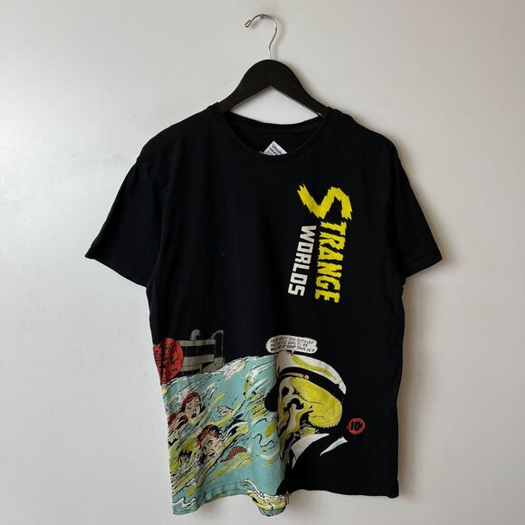 Strange Worlds T Shirt Black XL Extra Large Comic Drawing Graphic Tee Cotton - Picture 16 of 16